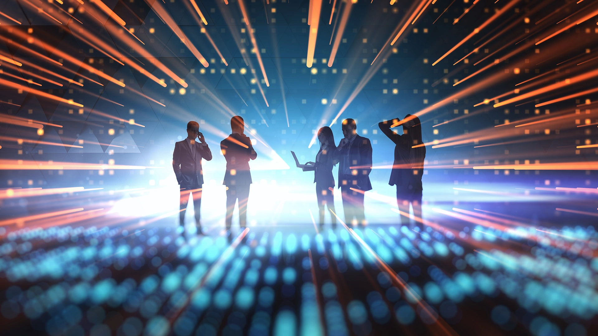 AI-driven change management concept with data, analytics, and process improvement visualization