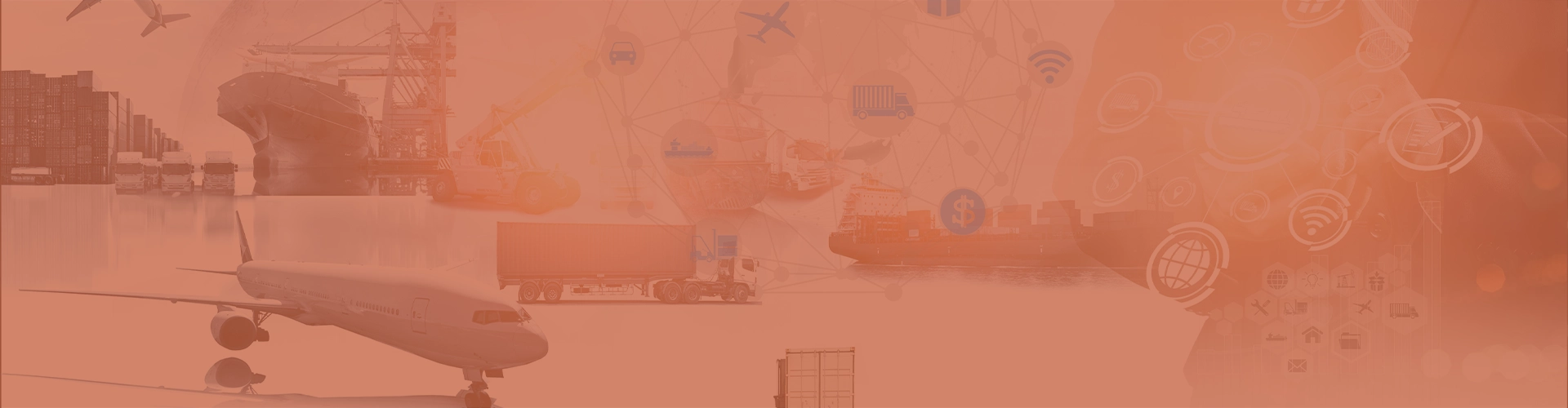 Commercial industries including logistics, transportation, and supply chain connected by digital networks.